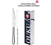 Mr.Spoon Serie Luna Cuchillos 12, 48 o 120 piezas, Acero inoxidable 13/0, Plateado, Alta calidad y acabado, Cuchillo de carne y mesa largo 234mm y 233mm,cuchillo de fruta 205mm, Mango monobloque, Apto para lavavajillas, Ideal para casa,hotel,restaurate