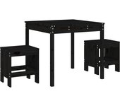 vidaXL Mesa y sillas de jardín 3 piezas madera maciza de pino negro