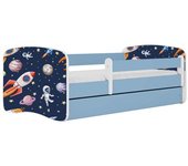 Cama 140 x 70 cm Kocot Kids com gaveta e colchão BabyDreams Cosmos Blue
