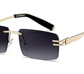 Gafas de Sol retro sin Montura para helbres y Mujeres, Gafas de Sol rectangulares with ultrapequeña Montura, Gafas transparentes