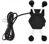 12V Motorcycle X Type Phone Charger Holder Waterproof 360 Degree Rotation Adjustable For Rearview Mirror Mounting