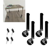 Extensión extensora de ruedas para patas de mesa de alta resistencia, ruedas para mesa plegables, extensor de patas de mesa de Metal ajustable con ruedas