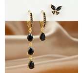 3PCS Zircon Water Drop Small Hoop Earrings Set for Women Stainless Steel Huggies Pendant Piercing Earrings Luxury Jewelry aretes
