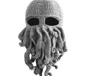 Gorro de pulpo con diseño de oso para hombre, cálido disfraz de esquí y ciclismo para invierno, máscara de calamar