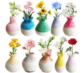 8/10 mini imanes de cerámica para jarrones - Imanes 3D para nevera con forma de florero para cocina/oficina, bonitos imanes con temática vegetal (sujeción fuerte, ideales para regalar)