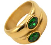 GOLDENCAT Anillo Infinity Green Talla 7, Anillo con Circonitas, Anillo de Acero con Circonitas Verdes, Diámetro interno del aro 17,3 mm, Zircon, Acero Inoxidable, Baño Oro 18k