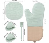 Guantes para Horno de Cocina, Manoplas Horno Resistentes, Guantes de Horno Resistentes al Calor 230℃, Juego de 6 Guantes de Cocina de Silicona Resistentes al Calor Aptos para cocinar, Hornear y Asar