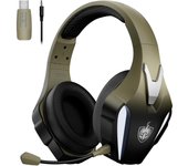 Auriculares Gaming Inalámbricos para PS4/PS5/Switch/PC/Teléfono Móvil/Portátil/Tableta, Dongle USB y Tipo-C de 2,4GHz, Micrófono con Cancelación de Ruido Desmontable, Estéreo 7.1, Luz LED