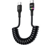 Rocoren PD 100W USB C to Type C Spring Cable Flexible Fast Charging Data Wire With LED For iPhone 16 15 pro Max MacBook  Xiaomi
