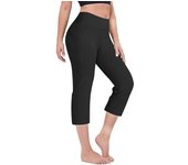 Women Elastic High Waist 3/4 Pant Casual Active Fit Wide Capris Leg Pants Trousers With Pockets Pants for Women Women’s Pants