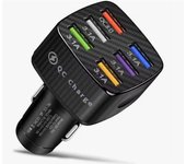Adaptador de Cargador de teléfono para Automóvil de 6 Puertos de carga rápida, QC3.0/3.1A, derivación inteligente, Cargador USB compatible con Cargador de cigarrillos