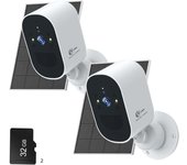 XVIM 1080P 2 Pack Solar Security Camera Monitor Wireless Outdoor 4MP Battery Solar Powered Camera Automatic Alarm Monitoring