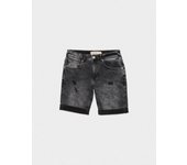Bermuda denim ligeramente elástica en tono negro con efecto lavado INSIDE