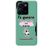 Funda Silicona Líquida Verde para Vivo Y35 / Y22s diseño Vaca Dibujos