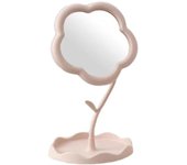 Espejo de flores, espejo de escritorio, espejo de tocador, espejo de maquillaje con forma de flor, bonito espejo de flores, ideal para dormitorio y sala de estar.