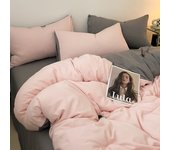 Super Cute Solid Color Bedding Set 3-Piece , 1 Duvet Cover 2 Pillowcases, Contrasting Color Design, Machine Washable,Colorfast