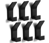 Ganchos Adhesivos de Pared, 6 Piezas Gancho Para Toallas de Puerta, Extrafuerte Pegamento Colgador Toallas sin Taladro, Perchas Adhesivas Para Baño, Dormitorio, Cocina, Aluminio(Negro)