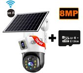 4G SIM Card Solar Camera WiFi 360 IP Camera 8MP 4K CCTV Battery Cameras Outdoor Dual Lens Smart Home Security Surveillance Solar