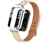 Suitable for Xiaomi band 8 pro double-button leather strap, metal-protected case one-piece strap Miband 8 pro replacement strap