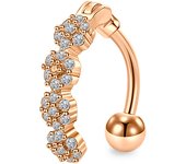 Women Trendy Belly Piercing Stainless Steel Crystal Belly Button Piercings Dangle Flower Accessories Punk Women's Navel Rings