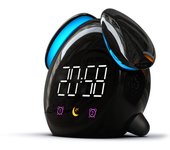 Reloj despertador con luz LED para niños, reloj despertador electrónico multifuncional inteligente con carga por inducción, blanco