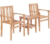 vidaXL Juego de mesa y sillas de jardín 3 piezas madera de teca maciza