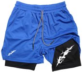 Graphic Print 2 in 1 Athletic Performance Shorts for Men Gym Workout Running Shorts with Phone Pocket Towel Loop Activewear