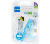 MAM BROCHE + CHUPETE CLIP IT & ORIGINAL AZUL SILICONA 0+ M