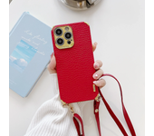 Crossbody Necklace Strap Lanyard Cord Leather pattern phone case For iphone 15 14 13 12 11Pro Max Xr Xs 7 8 Plus X Cover
