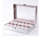 Caja de Reloj de Muñeca de 20 Ranuras Organizador de Almacenamiento de Cuero PU Regalo de Hombre
