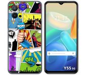 Funda Silicona para Vivo Y55 5G diseño Comic Dibujos