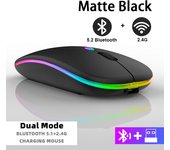 Ratón inalámbrico recargable con Bluetooth, 2,4 GHz Device, USB, RGB, 1600DPI, para ordenador, portátil, tableta, PC, Macbook, Gaming