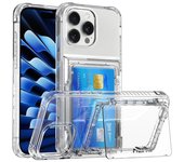 Card Slot Holder Phone Case For iPhone 16 Pro Max 15 14 Plus 13 12 11Pro Max Bracket Stand Shockproof Hard Transparent Cover