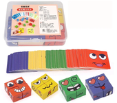 Kids Face Change Cube Game Montessori Expression Puzzle Building Blocks Toys Early Learning Educational Match Toy for Children