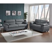 Vente-unique - Sofá de 2 plazas MANOA tapizado de tela - Gris antracita