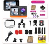 Action Camera 4K60FPS 2" Touch IPS Dual Screen 4x Zoom WiFi Waterproof Optional Filter Moto Helmet Cam Anti-shake Sport Camera