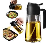 Pulverizador Aceite Spray 470ml - 2 en 1 Spray Aceite Cocina, Dispensadora para Freidora de Aire, Ensaladas, Vinagre y Accesorios Cocina - Negro y Marino