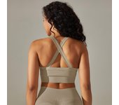 SSITO Sujetador de Yoga sin costura para Mujer, Top short Deportivo with neumáticos anchos y espalda Cruzada, Chaleco Deportivo para Gimnasio, Top Liso para entrenamiento y Correr