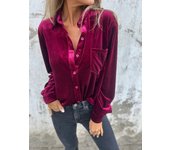 Long-sleeved single-breasted Joker top loose bottoming shirt gold velvet women's dress