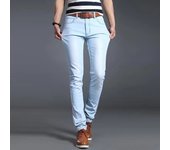Men Denim Jeans Cotton Stretch Daily Slim Denim Pants Classic Daily All Seasons Light Blue Black Color Male Pencil Pants