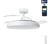 Aigostar Mesh - Ventilador de Techo con luz Inteligente con Aspas Retráctiles, LED 50W + DC 28W - APP/Mando, CCT Regulable 2700K-6500K, Silencioso, Temporizador, Función Invierno/Verano (106cm)