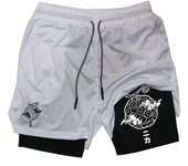 Graphic Print 2 in 1 Shorts for Men Summer Athletic Quick Dry Shorts with Phone Pocket Gym Workout Running Training Shorts