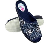 Zapatilla Cuña Flores Marino