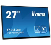 MONITOR IIYAMA 27" IPS BONDED PCAP 10P TOUCH, MPP2.0 (ACTIVE STYLUS) SUPPORTED, 2560X1440, FLAT BEZEL FREE GLASS FRONT, HDMI, DISPLAYPORT, 360CD/M², USB HUB 2X 3.2, SPEAKERS, BOOKSTAND (T2755QSC-B1)