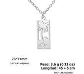 Beach Wave Palm Tree Pendant Necklace Stainless Steel Necklace Women's and Men's Double Layer Chain Couple Birthday Party Gift