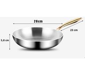 Sartén De Frying 28cm Acero Inoxidable 316 Antiadherente Para Estufa De Gas Y Inducción Cocina Universal Sin Tapa