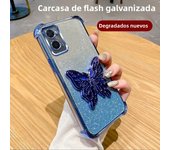 Luxury Glitter Butterfly Holder Phone Case for Oppo A60 A18 A38 A55 A56 A57 A77 A36 A35 A32 5G TPU Plating Protector Back Cover