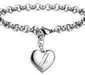 Pulsera de plata 925 para mujer, brazalete con dije de amor con letras del alfabeto J, accesorios de joyería de compromiso para bodas con temperamento