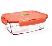 LUMINARC PURE BOX ACTIVE Set 3 Recipientes Rect Hermético Vidrio SET 3 PIEZAS 38CL - 82CL - 122CL Bicolor Brillo Tapa 4 cierres herméticos 100% con válvula Reciclable
