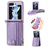 2 in 1 Detachable Zipper Wallet For Samsung Z Flip 6 5 4 3 Flip6 Flip5 Flip4 Flip3 5G Phone Case with Card Slot & Long Lanyard
